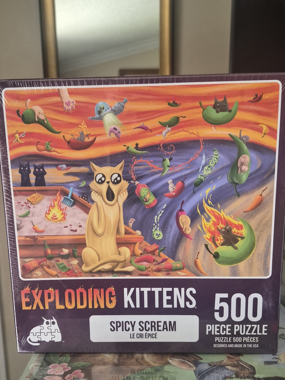 NIB -Exploding Kittens 'Spicy Scream' 500-Piece Puzzle - Colorful Illustration